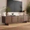 Panvyr 80" Ash Wood Walnut TV Stand with Storage