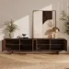 Panvyr 80" Ash Wood Walnut TV Stand with Storage