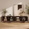 Panvyr 80" Ash Wood Walnut TV Stand with Storage