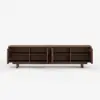 Panvyr 80" Ash Wood Walnut TV Stand with Storage
