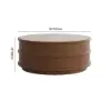 36-inch Ash Wood Round Coffee Table with Sintered Stone Top