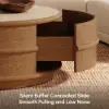 36-inch Ash Wood Round Coffee Table with Sintered Stone Top