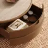 36-inch Ash Wood Round Coffee Table with Sintered Stone Top