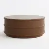36-inch Ash Wood Round Coffee Table with Sintered Stone Top