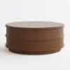 36-inch Ash Wood Round Coffee Table with Sintered Stone Top