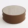 36-inch Ash Wood Round Coffee Table with Sintered Stone Top