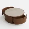 36-inch Ash Wood Round Coffee Table with Sintered Stone Top