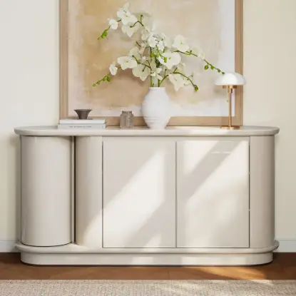 63" Faux Travertine Sintered Stone Sideboard