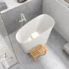 47" Japanese-style irregular freestanding stone resin soaking bathtub, marble effect