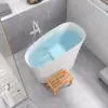 47" Japanese-style irregular freestanding stone resin soaking bathtub, marble effect