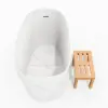 47" Japanese-style irregular freestanding stone resin soaking bathtub, marble effect