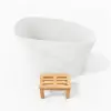 47" Japanese-style irregular freestanding stone resin soaking bathtub, marble effect