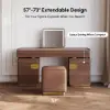 Horva Extendable Walnut Makeup Vanity Set (57"–73")