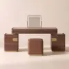 Horva Extendable Walnut Makeup Vanity Set (57"–73")