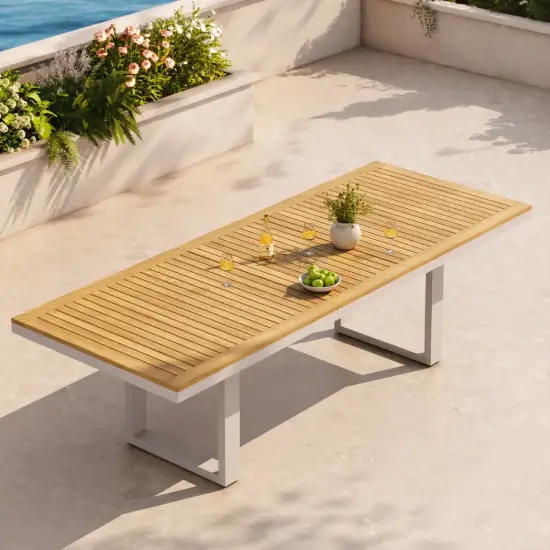 Tevara Outdoor Extendable Teak & Aluminium Dining Table – Sand