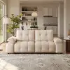 96" 2-Seater Genuine Leather Power Convertible Sleeper Sofa with Adjustable Armrests