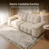 96" 2-Seater Genuine Leather Power Convertible Sleeper Sofa with Adjustable Armrests