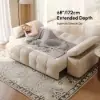 96" 2-Seater Genuine Leather Power Convertible Sleeper Sofa with Adjustable Armrests