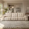 130" 3-Seater Genuine Leather Power Convertible Sleeper Sofa with Adjustable Armrests – AUD-H3193