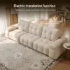 130" 3-Seater Genuine Leather Power Convertible Sleeper Sofa with Adjustable Armrests – AUD-H3193
