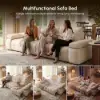 130" 3-Seater Genuine Leather Power Convertible Sleeper Sofa with Adjustable Armrests – AUD-H3193