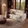87" 2-Seater Genuine Leather Power Convertible Sleeper Sofa with Adjustable Headrests
