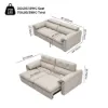 87" 2-Seater Genuine Leather Power Convertible Sleeper Sofa with Adjustable Headrests