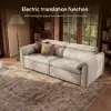 87" 2-Seater Genuine Leather Power Convertible Sleeper Sofa with Adjustable Headrests