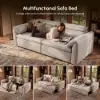 87" 2-Seater Genuine Leather Power Convertible Sleeper Sofa with Adjustable Headrests