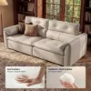 87" 2-Seater Genuine Leather Power Convertible Sleeper Sofa with Adjustable Headrests
