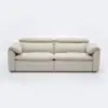 87" 2-Seater Genuine Leather Power Convertible Sleeper Sofa with Adjustable Headrests