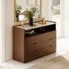 Arvona 47" 6-Drawer Walnut Chest of Drawers with Sintered Stone Top