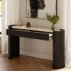 Japandi 60" Oval Sintered Stone Console Table With 2 Drawers – AUD-H3200