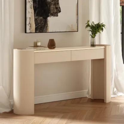 Japandi 60" Oval Sintered Stone Console Table With 2 Drawers – AUD-H3201
