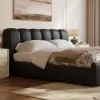 Humply Queen Black Faux Leather Storage Bed with Drawers