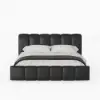 Humply Queen Black Faux Leather Storage Bed with Drawers