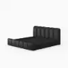 Humply Queen Black Faux Leather Storage Bed with Drawers