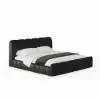 Humply Queen Black Faux Leather Storage Bed with Drawers