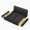 Humply Queen Black Faux Leather Storage Bed with Drawers