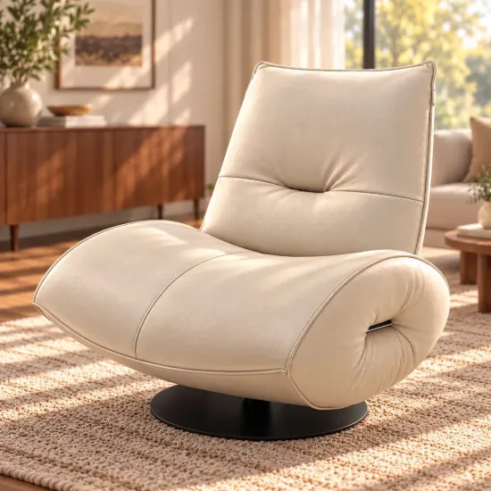 Genuine Leather 360° Swivel Accent Chair