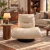 Genuine Leather 360° Swivel Accent Chair
