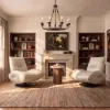 Genuine Leather 360° Swivel Accent Chair