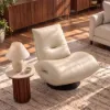 Genuine Leather 360° Swivel Accent Chair