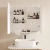 Picture of 31" LED Bathroom Mirror Cabinet with Defogger, 3-Color Light, Tissue Slot