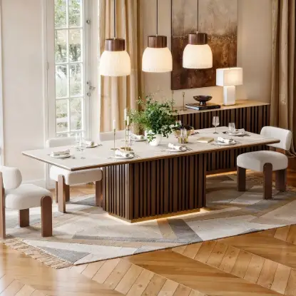 Aura 94" Rectangular Sintered Stone 10-Seater Dining Table