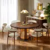 46"-60" Round Extendable Wood 4-6 Seater Dining Table – Walnut