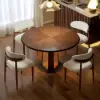 46"-60" Round Extendable Wood 4-6 Seater Dining Table – Walnut