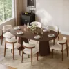 Dining Set 120-200 cm Solid Wood Extendable Dining Table with 6 Chairs