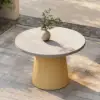122cm Concrete & Aluminium Coastal Style Outdoor Dining Table