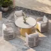 122cm Concrete & Aluminium Coastal Style Outdoor Dining Table